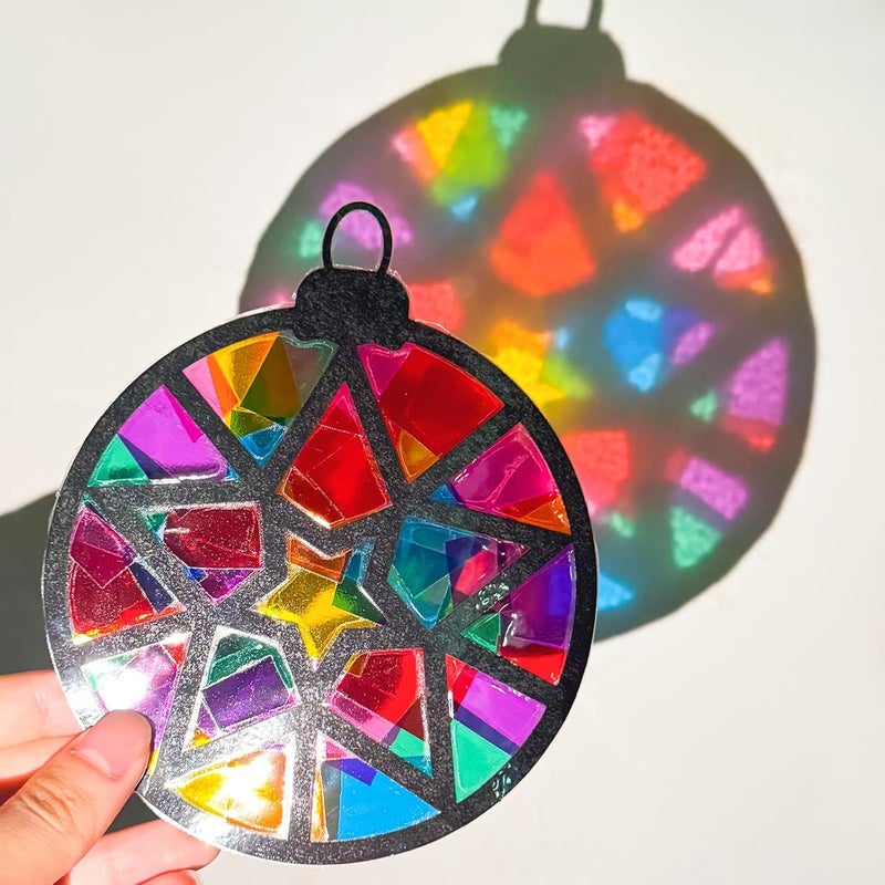 EggSun 36 Sets Christmas Ball Suncatchers Craft Kit for Kids Ornaments Stained Glass Effect Window Arts and Crafts Kit for Classroom Holiday Birthday Projects Home Party Favors Decorations Ages 4 8 12 - Image 4